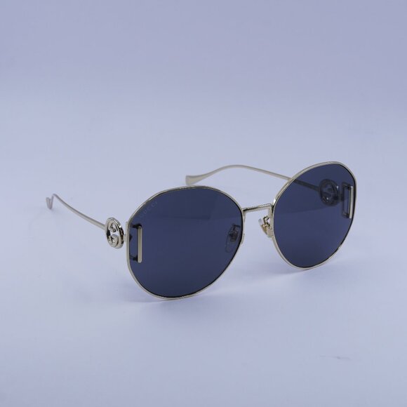 Gucci GG1206SA 002 Sunglasses Gold Round Frame, Grey Lenses - Picture 1 of 11